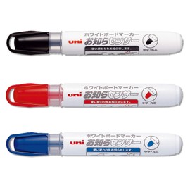 [3-Color Set] Mitsubishi Pencil Know Sensor Dry Erase Marker (Black/Red/Blue), Medium Point, Round Tip, Set of 3, PWB-120-4M (PWB1204M.24/PWB1204M.15/PWB1204M.33) | Measurement and Memo Card Included