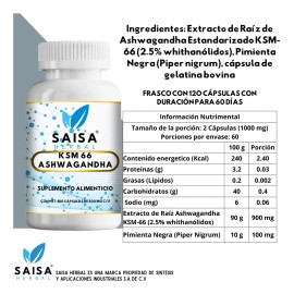 Ashwagandha 240 Cápsulas Ksm-66 Suplemento Natural Saisa