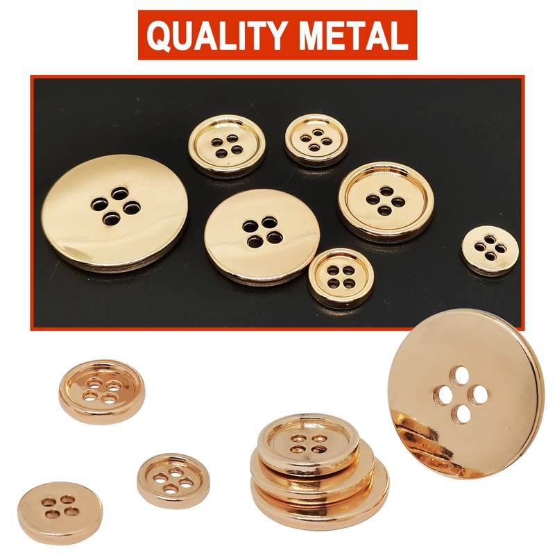 10pcs 18mm/0.7'' Gold Metal Flat Button ，with 2mm Sewing Holes,Round