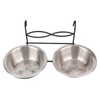 Stainless Steel Dual Hanging Food Water Bowl Feeder with Hook