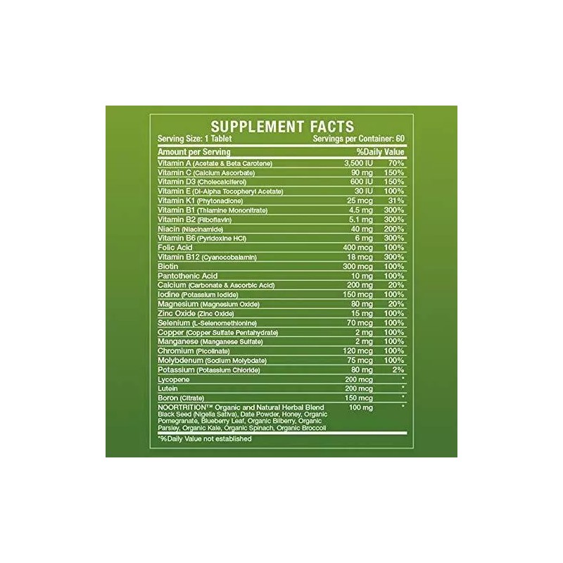NoorVitamins Energy+ Multivitamin; Energy Vitamin for Natural Energy Production