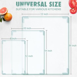 3Pcs Tempered Glass Cutting Board for Kitchen Counter, FAAYUCK Glass Cutting Board with Non-Slip Feet, Heat Resistant, Non-Slip, Scratch Resistant, Shatter Resistant (8"x12"&10"x14"&12"x16")