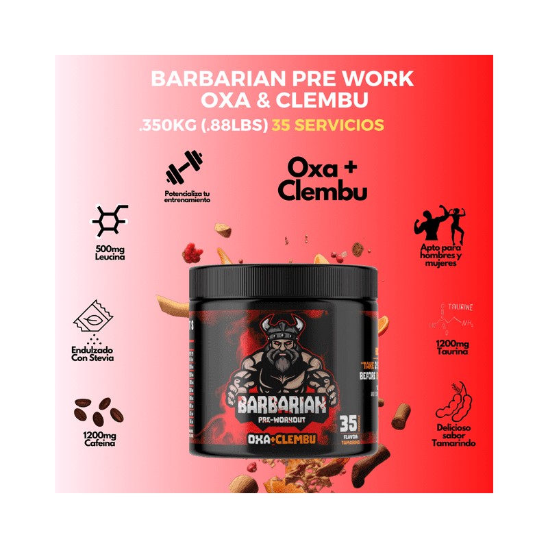 Pre ENTRENO BIOTECKPHARMA Barbarian Oxa y Clem 350 gr rinde