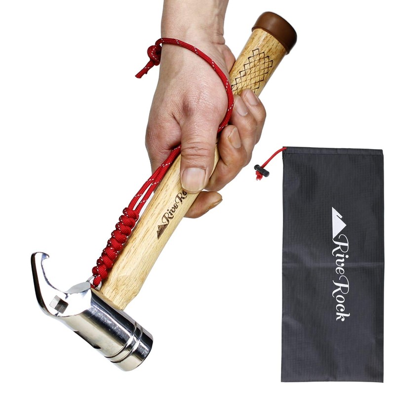 RiveRock Peg Hammer, Storage Bag, Luminous Rope, Strong (Hammer /