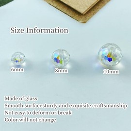 Xinhongo Crystal Glass Beads 50 Pieces 10mm Round 96 Faceted Crystal Glass Bead Spacer Beads for Making Bracelet Necklace Earring Jewelry Making Craft Beads(Transparent AB)