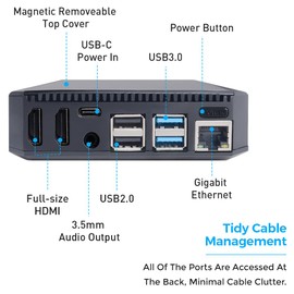 GeeekPi Argon One V2 Raspberry Pi 4 Aluminum Case with Fan, Aluminum Heatsink, Power Button, Support Retro Gaming, Movies and Music