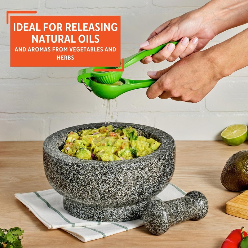 IMUSA 8.5" Traditional Heavy Duty Polished Granite Molcajete for Fresh