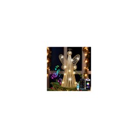 Christmas Tree Topper, 3D Gold Angel with Multi‑Color LED Lights, Smart APP Control and Music Sync Lighted Xmas Tree Topper for Indoor Home Desktop Decorations