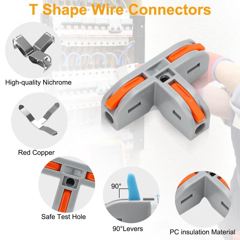 Linkstyle 40PCS Lever Wire Connectors Kit 28-12 AWG, 3 Way
