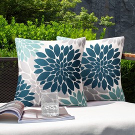 Cushion Covers Blue Sofa Cushion Decorative Cushion Cover Spring Summer Modern Boho Decorative Cushion Cover Linen Waterproof for Garden Patio Bed Office Cafe Garden Furniture Couch Cushion Set of 2