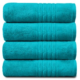 Gaveno Cavailia 100% Natural Cotton Thick Absorbent 450 GSM Hampton Hand Towel [ Pack of 4-Teal (50x80 cm)