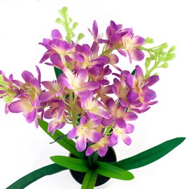 Heyiwell 20" Inch Artificial Daffodils Flowers Arrangement in Pot,Fake Silk Daffodils Flower with Plastic Flower Pots for Home Table Office Decor(Rose Red)