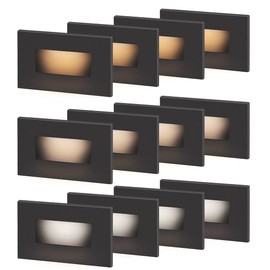 kadision 3 Color Low Voltage 12V-24V LED Step Lights Indoor and Outdoor, 3.5W 175lm Stair Light, Aluminum Oil Rubbed Bronze, 12 Pack
