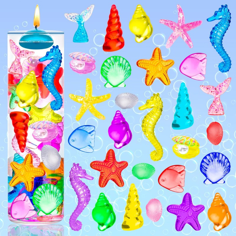 JMZYJZH 120 Pcs Sensory Bin Filler, Mini Mermaid Seashells Vase