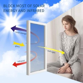 One Way Mirror Window Film Daytime Privacy, Sun Blocking Heat Control Anti Reflective Film Static Cling Window Tint for Home Office Living Room (Clear 35.4inch/13.2Feet)