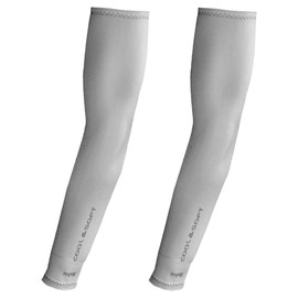 COOUV Soft Ultrathin Cooling Ice Silk Fabric Sun Protection UPF50+ Compression Arm Sleeve Hand Cover Guard (Adult, Gray)