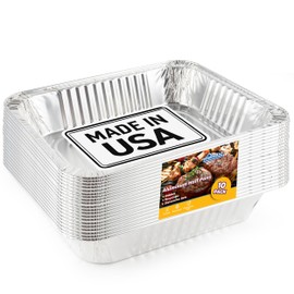 EHOMEA2Z Aluminum Pans Disposable Half Size (10 Pack) – MADE IN USA – 9x13 Heavy Duty Foil Pans, Durable & Recyclable Baking Pans, Eco-Friendly, Lightweight, Great for BBQ, Parties & Catering