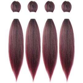 Osuntress Braiding Hair Pre Stretched 18 Inch 4 Packs, Long Hair Extensions for Braids, Synthetic Braiding Hair Prestretched T118(Ombre Burgundy)