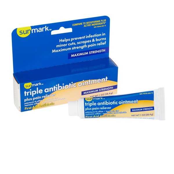 Sunmark Triple Antibiotic Ointment Plus Pain Reliever, 1 oz