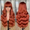 CoCrowns Wig with Bangs Long Wavy Wigs for Women Long