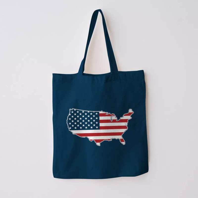 RetroPlanet Tote Bag, USA Patriotic Flag, 100% Canvas, Large