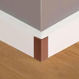 Brown Baseboard Corners Blocks Self Adhesive, Thickened Rubber Safety Corner Protectors Cushion, Soft Edge Furniture Wall Guards (4 PCS)