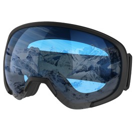 Yeerain Unisex Ski Goggles, Ski Goggles for Men and Women for Glasses Wearers, OTG Design, UV Protection, Snow Goggles, Anti Fog Ski Goggles Spherical Mirrored for Boys and Girls, Clear Blue