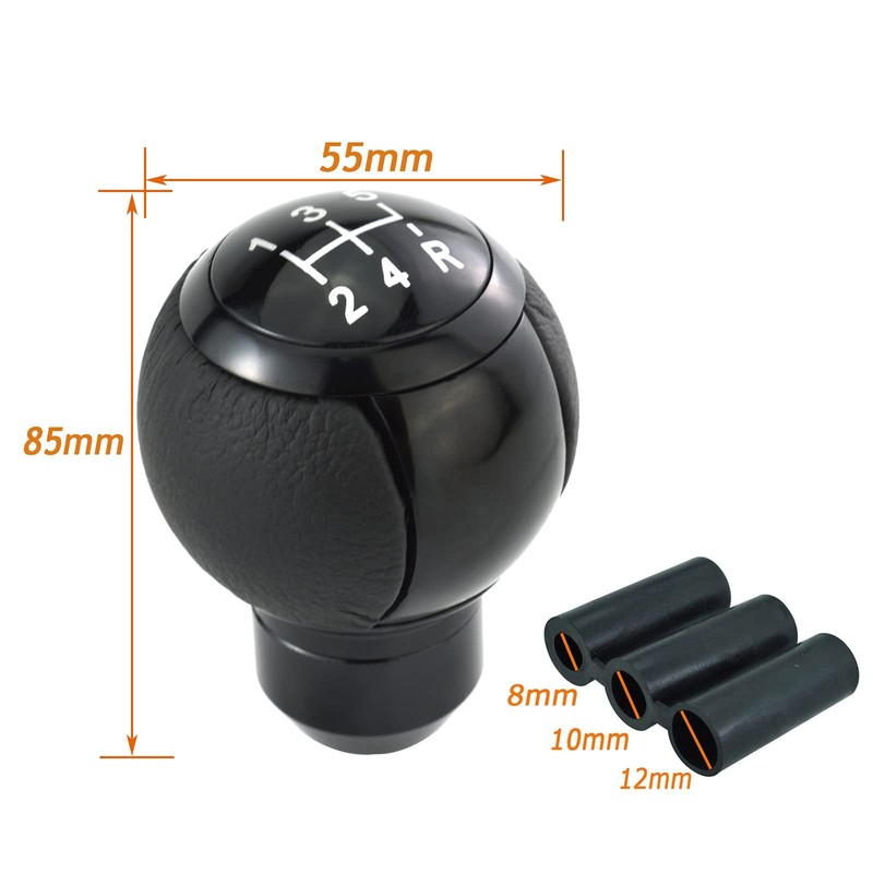 Lunsom 5 Speed Shifter Head Knob Leather Ball Gear Shift