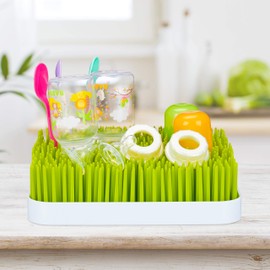little Choice Drainer Baby Bottles, Collection Tray, Grass Design, Bottle Dryer, Plastic, 23 x 23 cm, Green/White