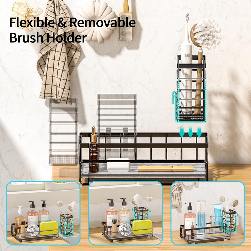 Ahonnpely Large Family-Sized Sponge Holder for Kitchen Sink Organizer -