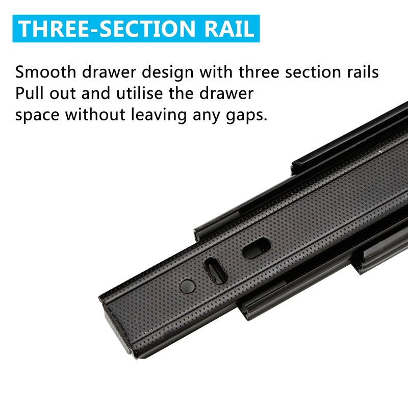 JEMLYD Ball Bearing Drawer Slides 1 Pair 3 Section Heavy-Duty