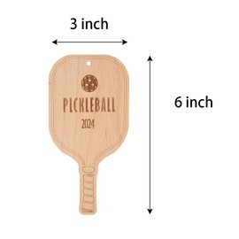 Wooden Pickleball Racket Ornament for Christmas Tree, 2024 Pickleball Ornament