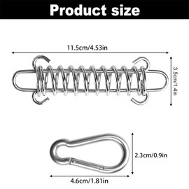 JINJUMEI Pack of 4 Tension Spring Awning with 8 Carabiners, Awning Attachment, Stainless Steel Tension Spring Springs for Camping Tent Awning and Outdoor Use