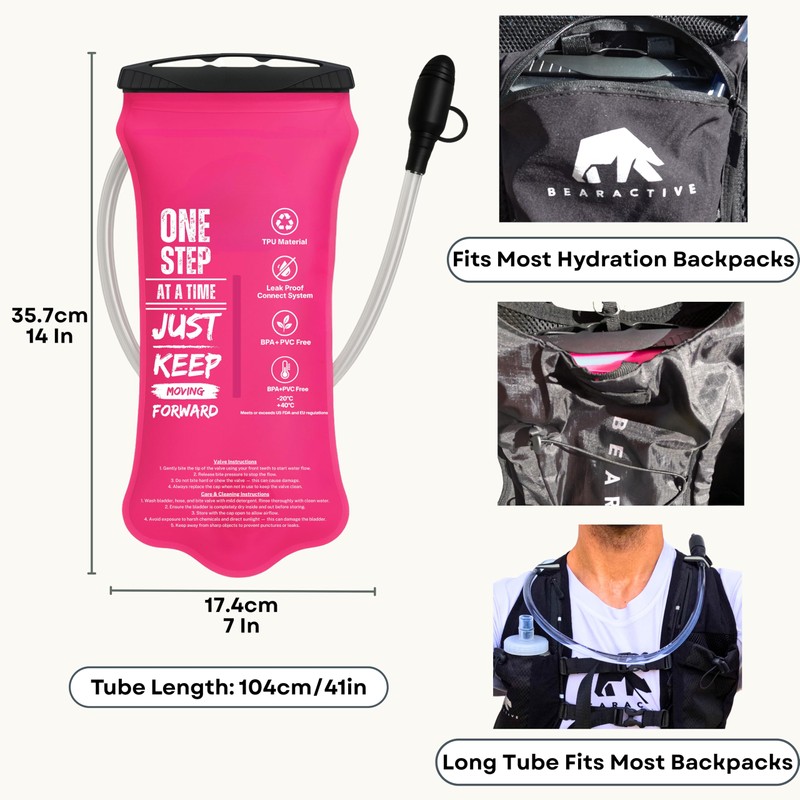 Bearactive Hydration Bladder, Water Bladder 2L for Running Backpack with