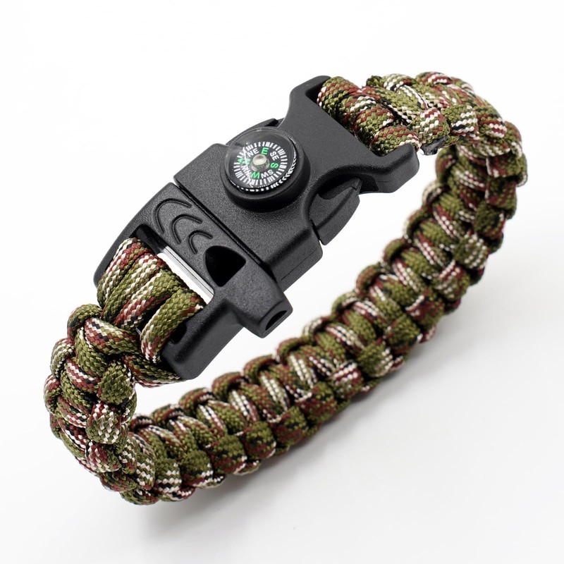 8-Pack 3-in-1 Emergency Survival Bracelet with Whistle and Compass, Survival