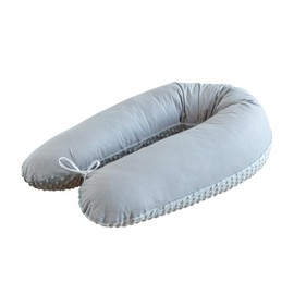 LOOLAY 170 and 190 cm Cotton/Minky Side Sleeper Pillow, Pregnancy Pillow, Nursing Pillow, Variant M/L or L/XL Positioning Pillow with Cover (100% Grey/Minky Grey, 170 cm)