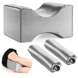 HunnmingRe 2 Pcs Knee Pillow Cover Satin Replacement Leg Pillowcase 10" x 8" x 6.3" Knee Pillowcase for Side Sleepers Soft & Breathable Pillowcase for Leg & Knee Foam Support Pillow