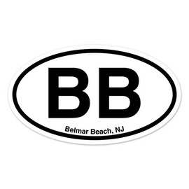 BB Belmar Beach NJ New Jersey Oval Vinyl Car Bumper Window Sticker 3" x 2"