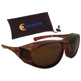 Ideal Eyewear Fit Over Sunglasses with Polarized Lenses - Wear Over Glasses - Great for Fishing, Boating, Golf, & Driving (Brown Frame/Brown Lens, Large)