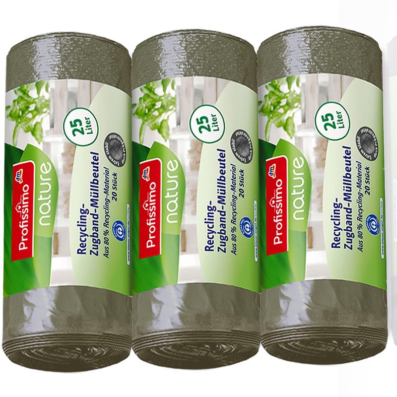 Nature Recycled Drawstring Bin Liners – 25 Litres (60 Pieces)