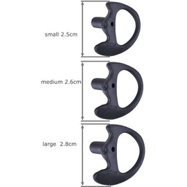 KS K-STORM Two Way Radio Ear Mold Replacement Soft Silicone Ear Insert for Acoustic Coil Tube Earpiece (Black, 3 Pair Large,Medium,Small)