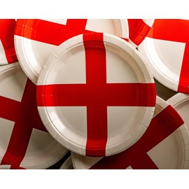 SHATCHI 20Pcs England Paper Plates St George Party Supplies for England Sporting Events Pub Football World Cup Celebrations Party