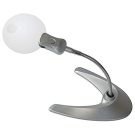 LINDNER Das Original Rimless Stand Magnifier with LED Illumination, Magnification 2X/6X