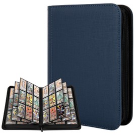 TAOPE Trading Card Binder with Sleeves, Zip Binder - 9 Pocket with 20 Double-Sided Pages for 360 Side-Loading Slot Trading Card Album Folder, for Collectible and Trading Card Games - Blue
