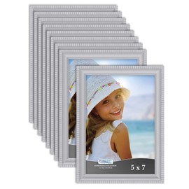 Icona Bay 5x7 Picture Frames (Gray, 12 Pack), Beautifully Detailed Molding, Contemporary Picture Frame Set, Wall Mount or Table Top, Inspirations Collection