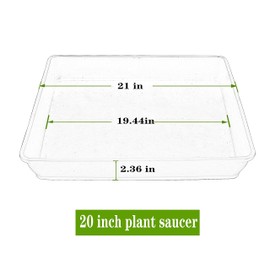 LWALRS 3 Pack Square Plant Saucer 20 22 Inch, Heavy Plastic Water Tray Tor Plants, Planters for Indoors and Outdoors Plants, Deep Plant Trays for Pots, Extra Large Plant Saucers (20 inch, White)