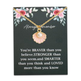 Seashell Pendant Necklace Beach Lover Gifts Scallop Necklace Enamel Blue Seashell Jewelry Gifts for Women