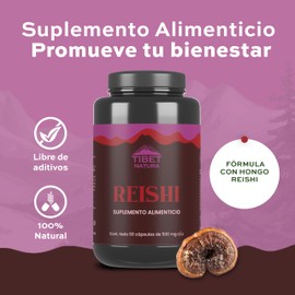 TIBET NATURA - Hongo Reishi - Suplemento Alimenticio - 90 Cápsulas de 500 mg c/u - Hongos Adaptógenos - Sin Azúcar - Ingredientes Naturales