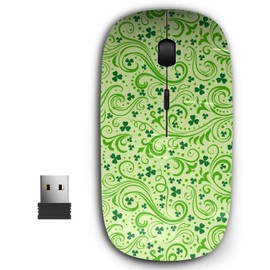 KAWAMOUSE 2.4G Ergonomic Portable USB Wireless Mouse for PC, Laptop, Computer, Notebook with Nano Receiver (Green St Patricks)