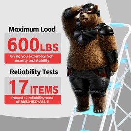 Step Ladder Foldable Folding Stool - for Home Adults Kitchen 4 Stepping Extension Tall Heavy Duty with Handrails - Closet Stepstool Stair Ladders Extendable Stepladder for Indoor House 600Lbs